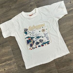 Vintage Bahama West Indies Map Flag Tshirt Single Stitch Size Large‎ (369)